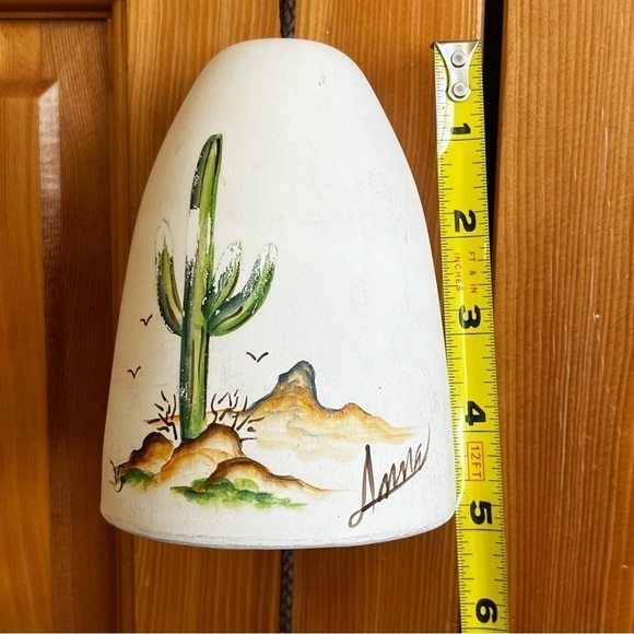 Sandstone Creations Bell Wind Chime Cactus Mountain Handpainted Arizona Vintage - Picture 8 of 11